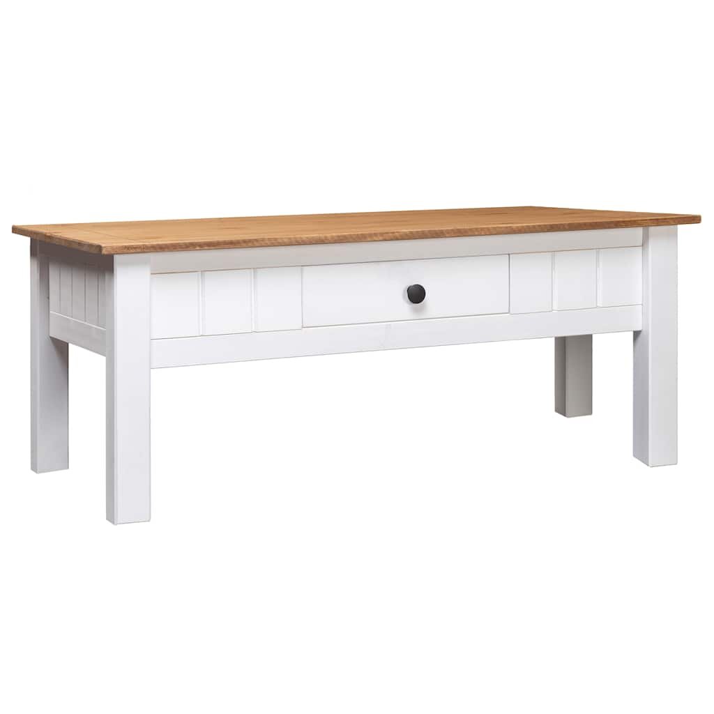 vidaXL Кафе маса бяла 100x60x435 см бор масив Panama Range