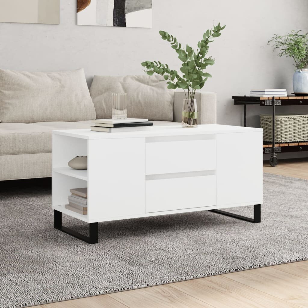 vidaXL Кафе маса бяла 102x445x50 см инженерно дърво