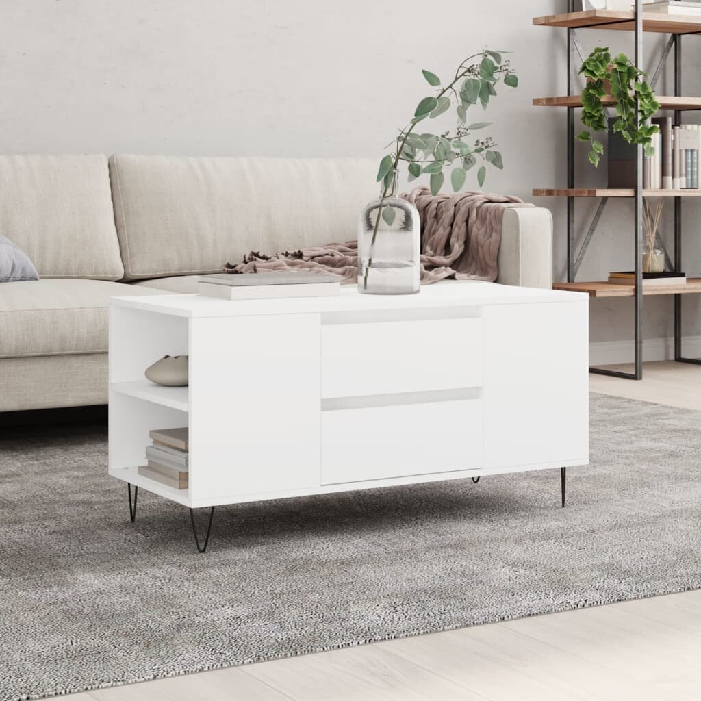 vidaXL Кафе маса бяла 102x445x50 см инженерно дърво