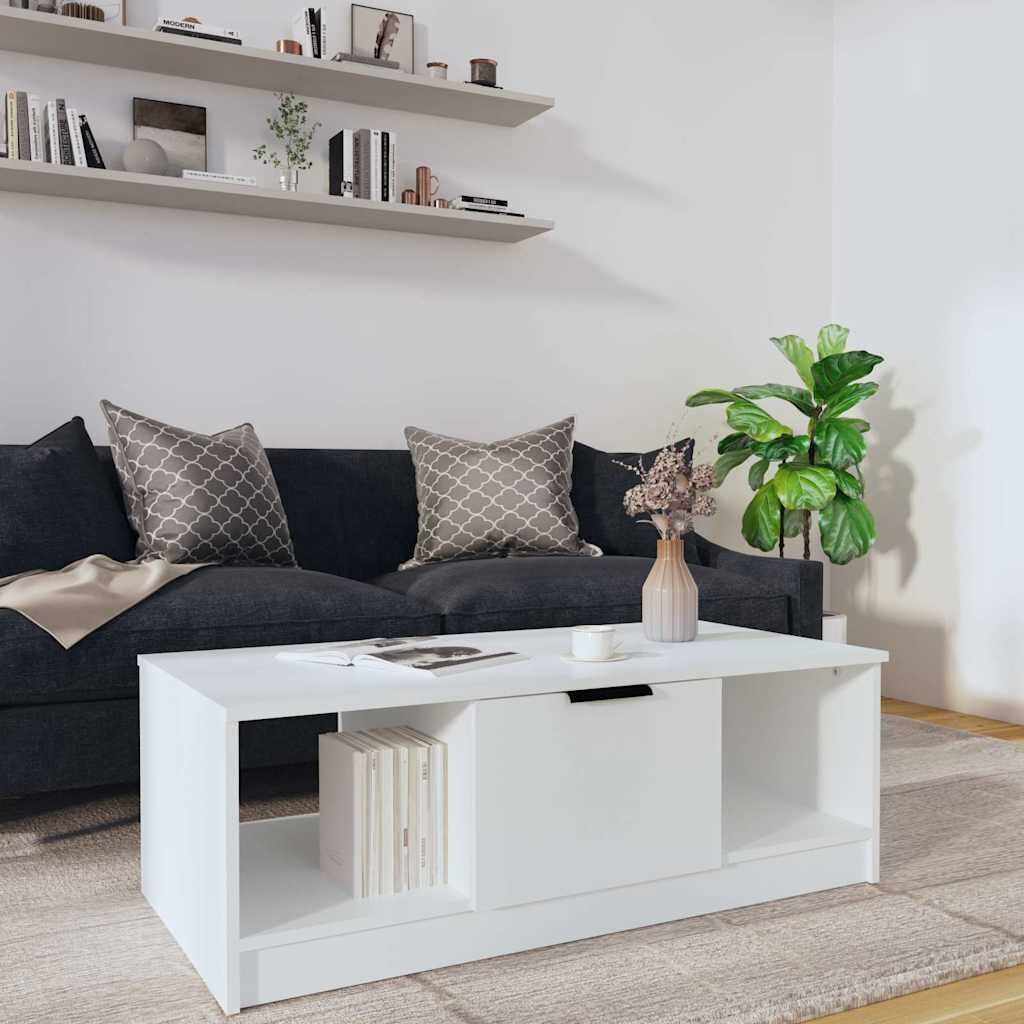 vidaXL Кафе маса бяла 102x50x36 см инженерно дърво