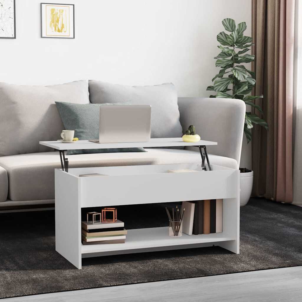 vidaXL Кафе маса бяла 102x50x525 см инженерно дърво