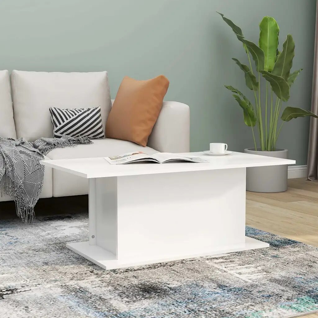 vidaXL Кафе маса бяла 102x555x40 см инженерно дърво