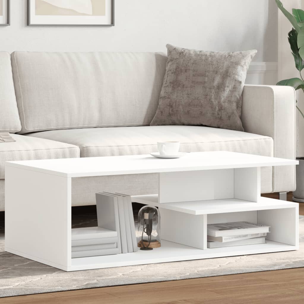 vidaXL Кафе маса бяла 102x55x35 см инженерно дърво