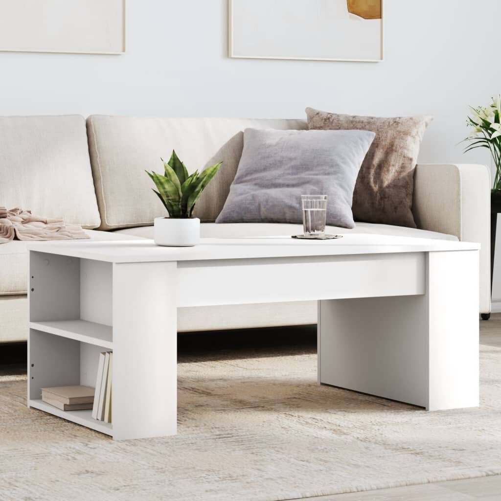 vidaXL Кафе маса бяла 102x55x42 см инженерно дърво