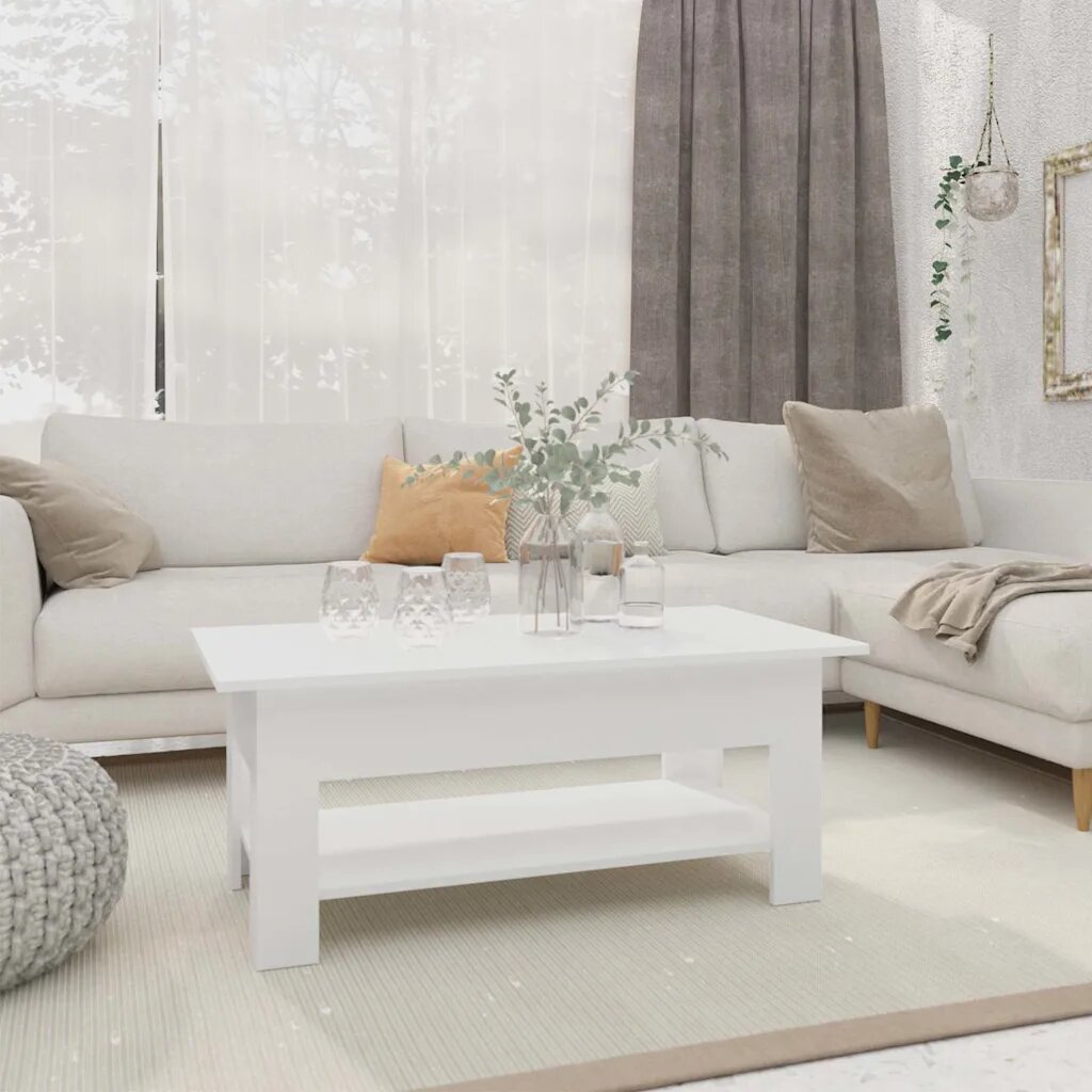 vidaXL Кафе маса бяла 102x55x42 см инженерно дърво