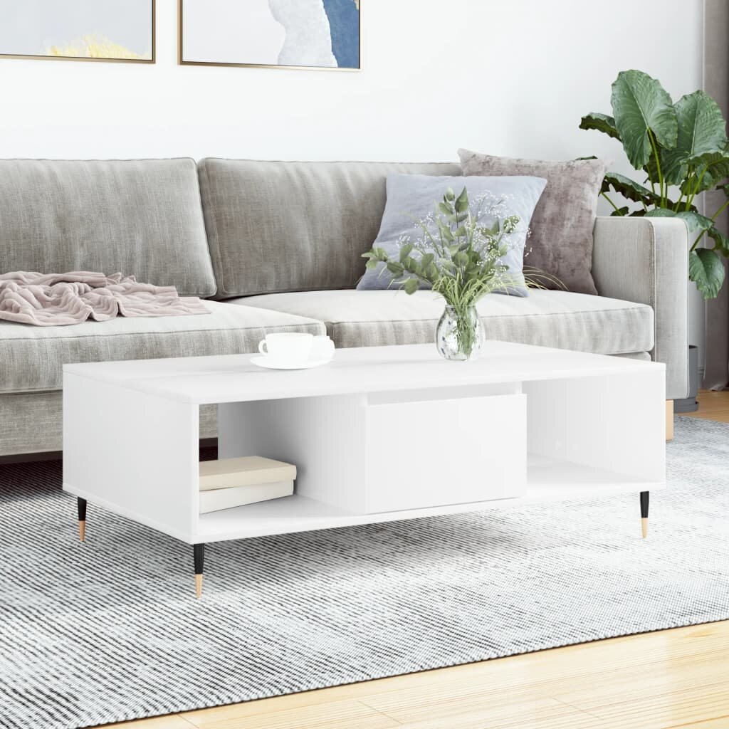 vidaXL Кафе маса бяла 104x60x35 см инженерно дърво