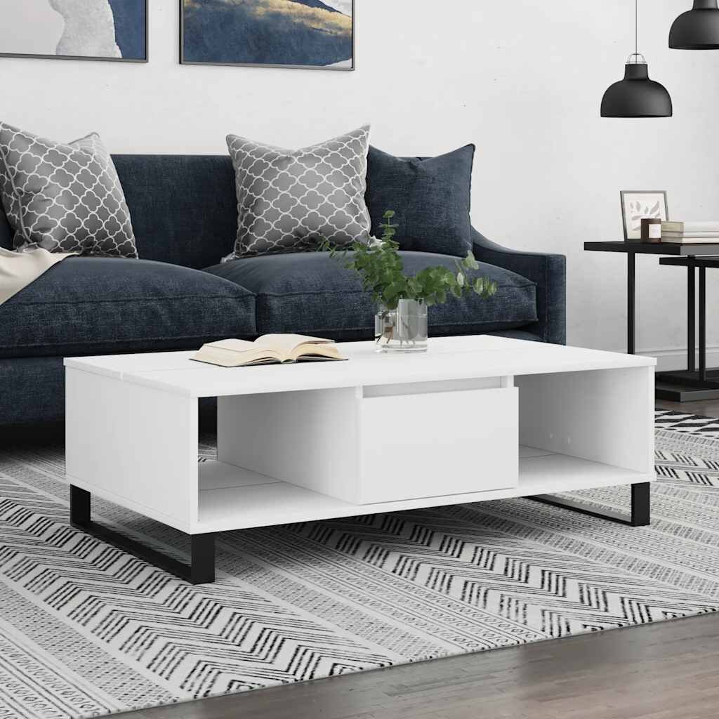 vidaXL Кафе маса бяла 104x60x35 см инженерно дърво