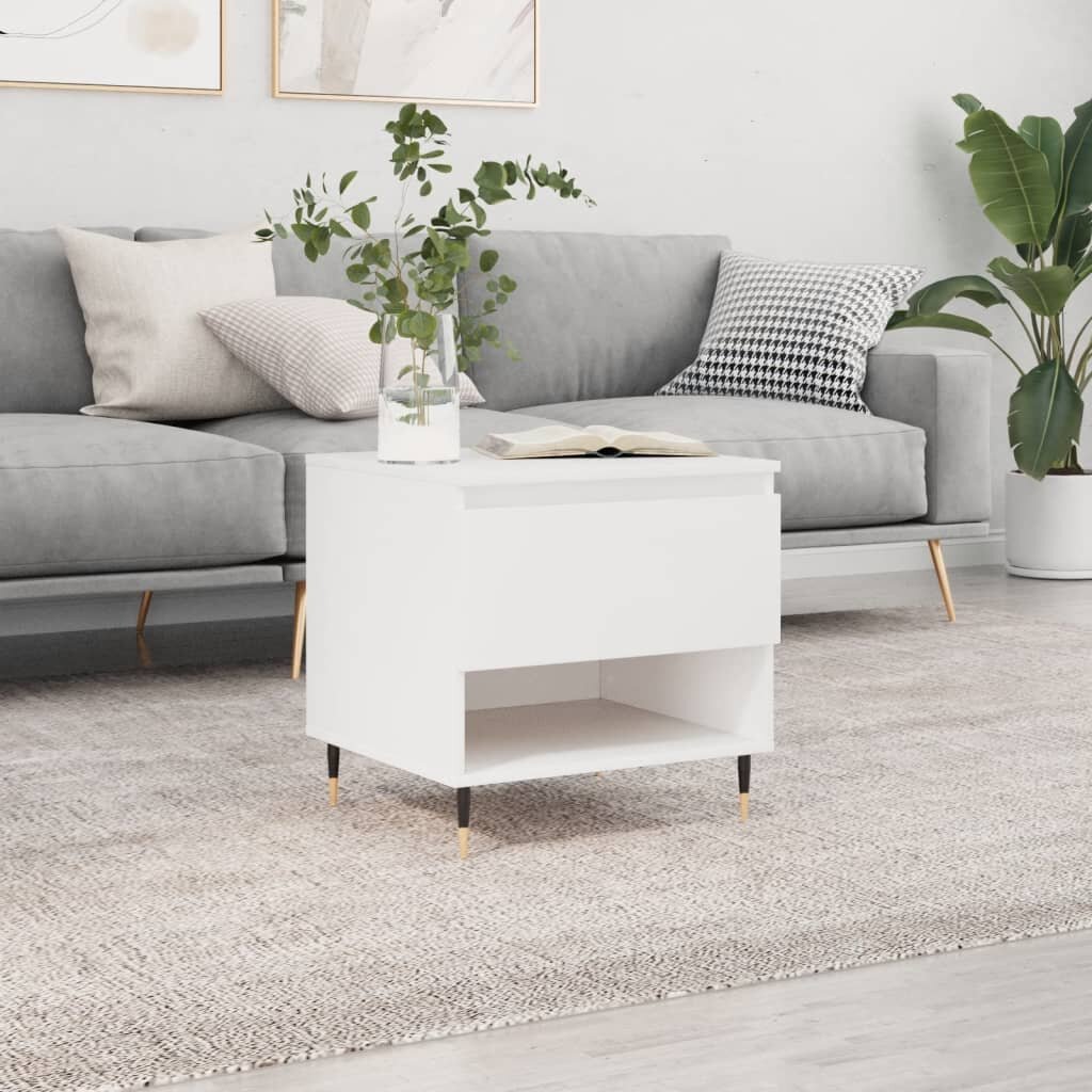 vidaXL Кафе маса бяла 50x46x50 см инженерно дърво