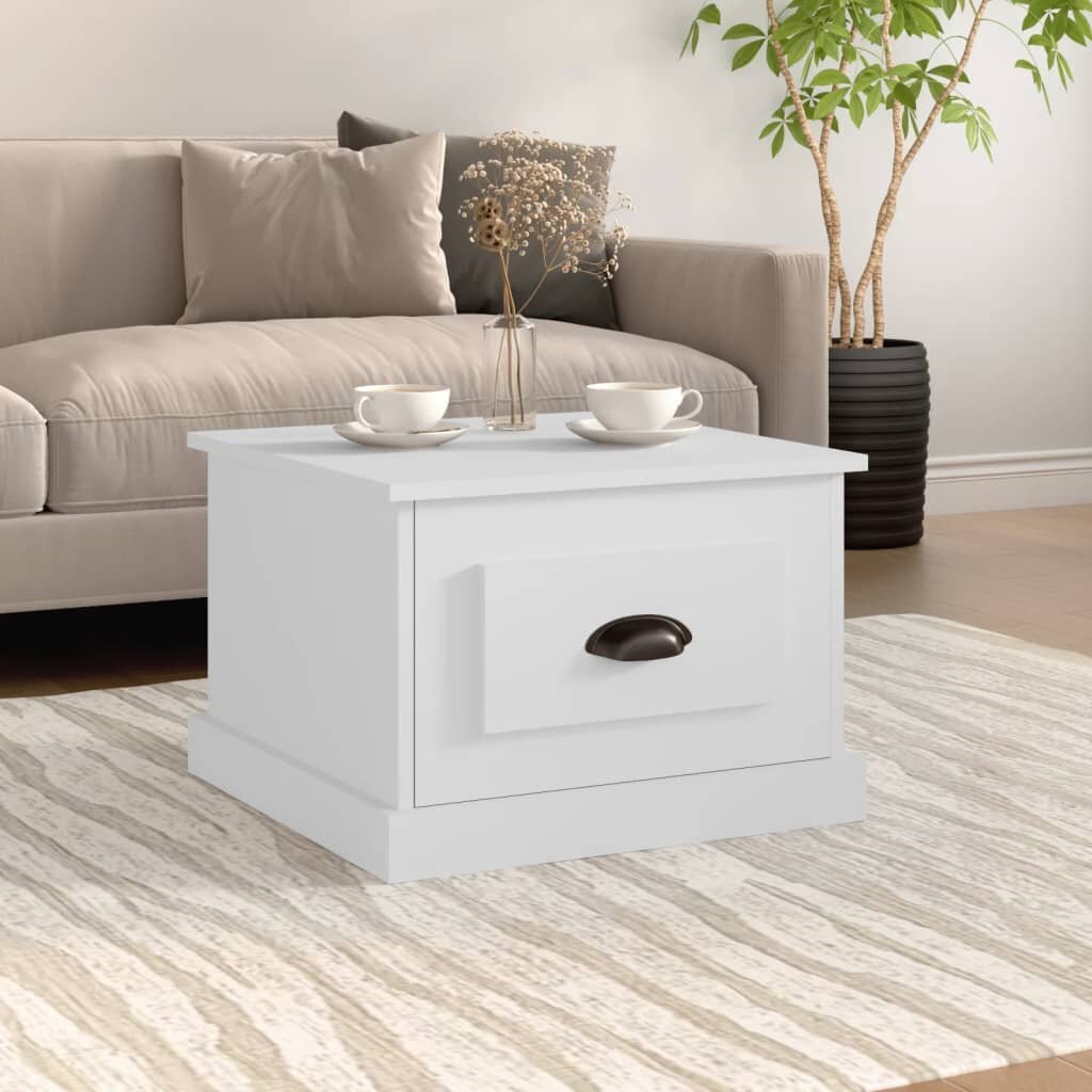 vidaXL Кафе маса бяла 50x50x35 см инженерно дърво