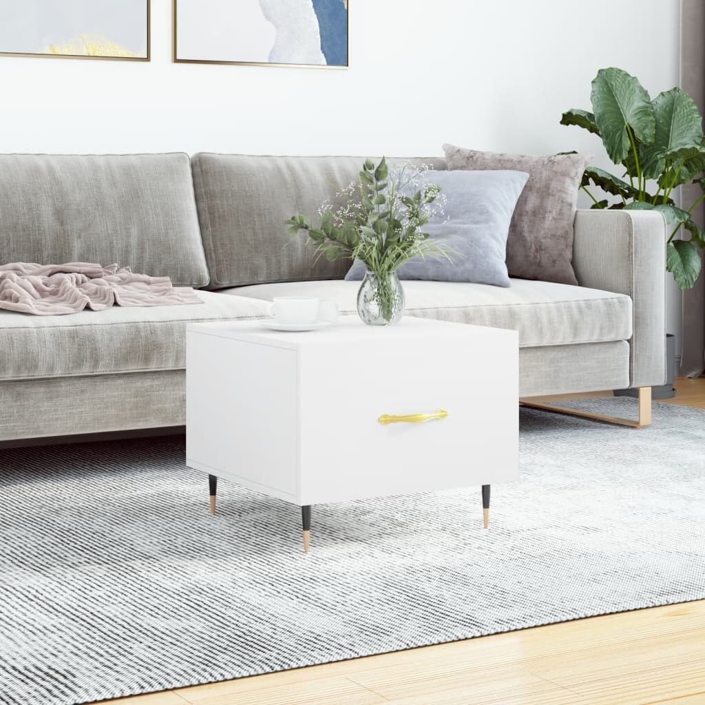 vidaXL Кафе маса бяла 50x50x40 см инженерно дърво