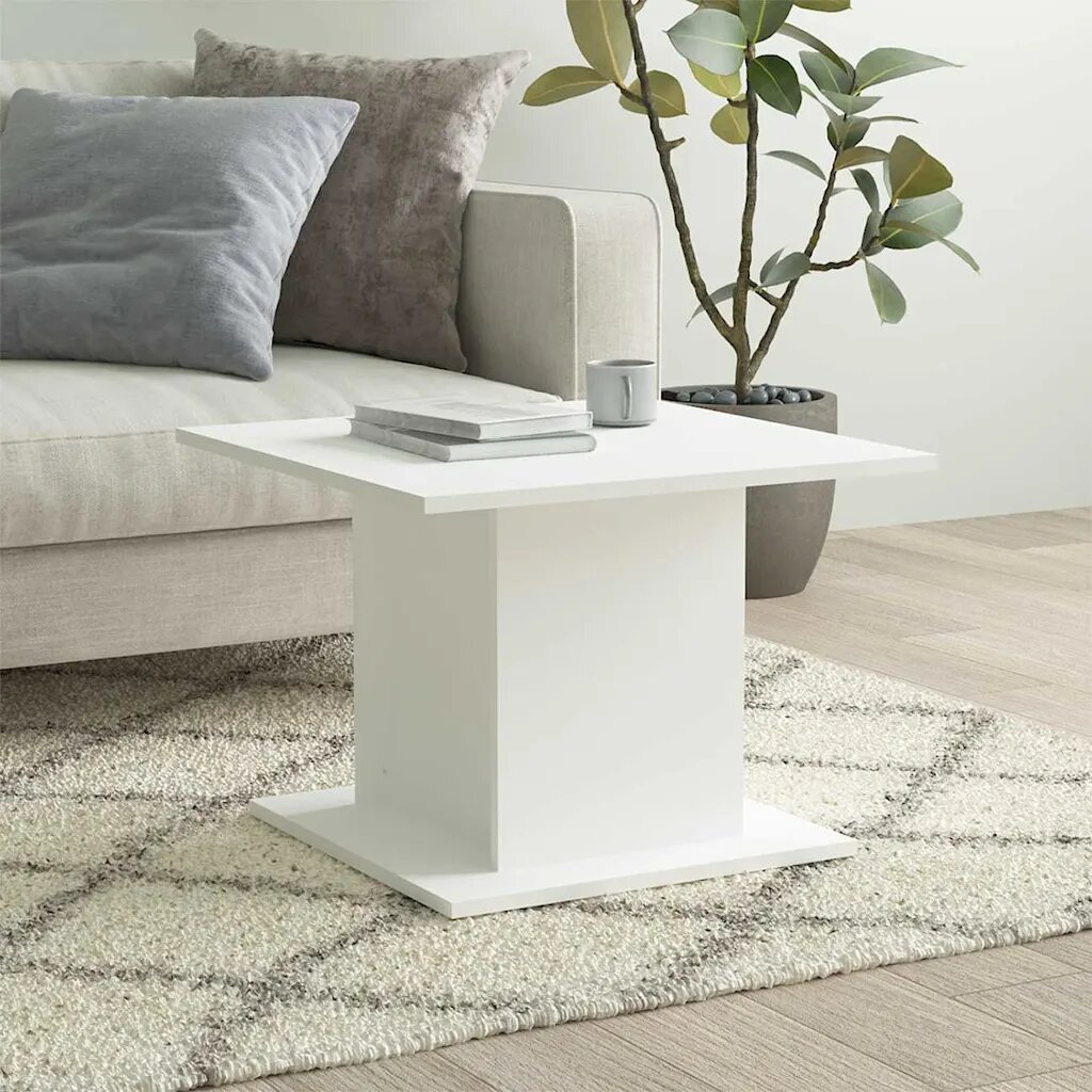 vidaXL Кафе маса бяла 555x555x40 см инженерно дърво