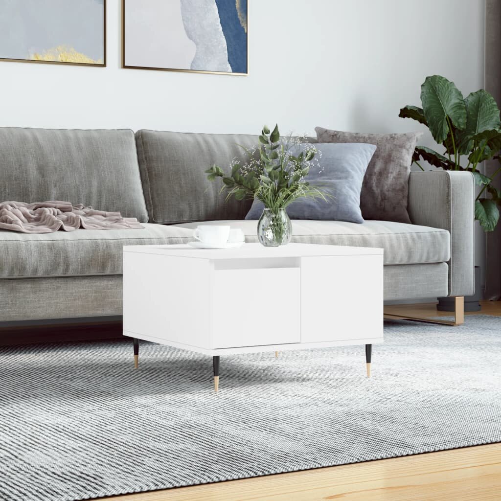 vidaXL Кафе маса бяла 55x55x365 см инженерно дърво