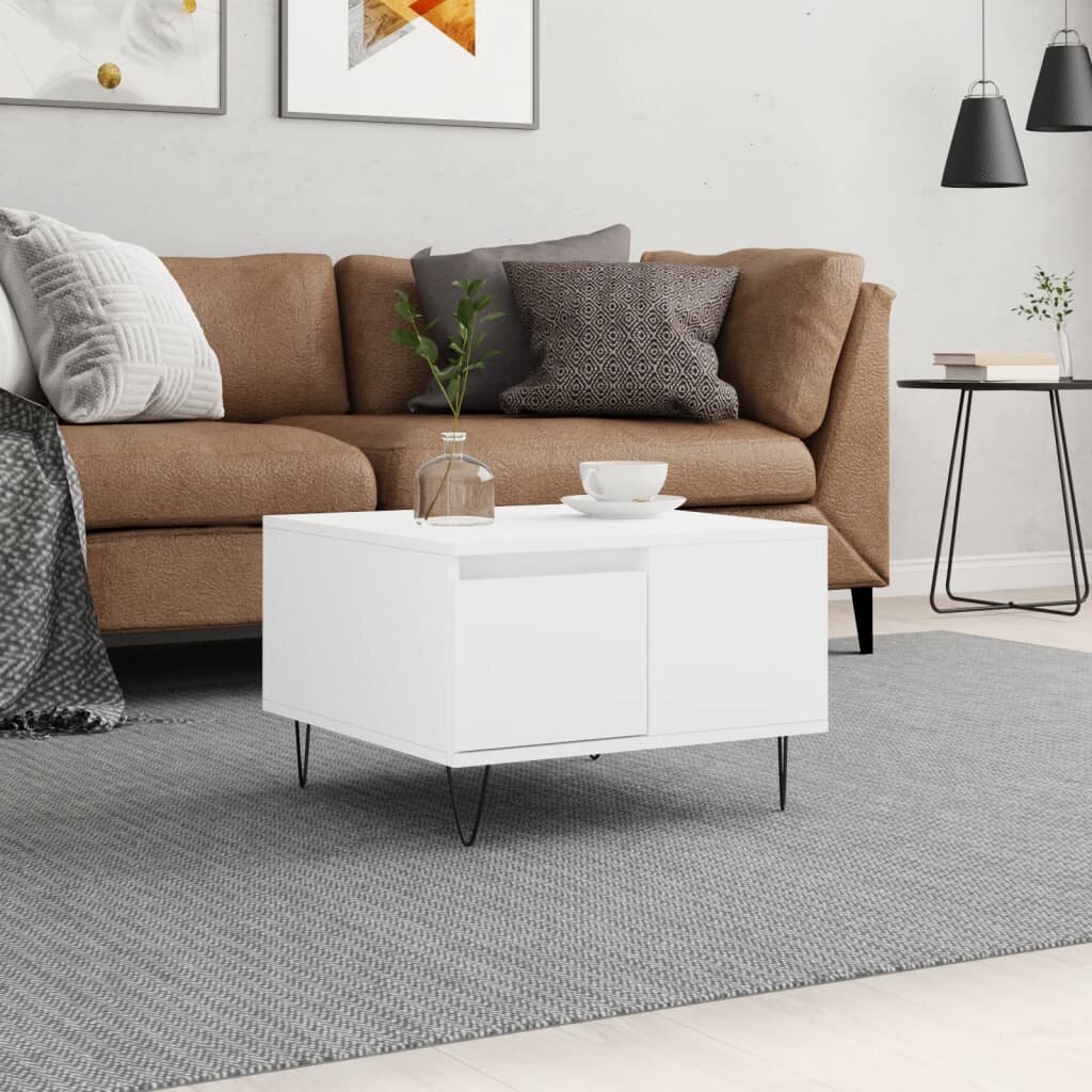 vidaXL Кафе маса бяла 55x55x365 см инженерно дърво