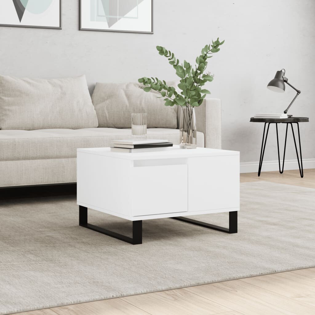 vidaXL Кафе маса бяла 55x55x365 см инженерно дърво