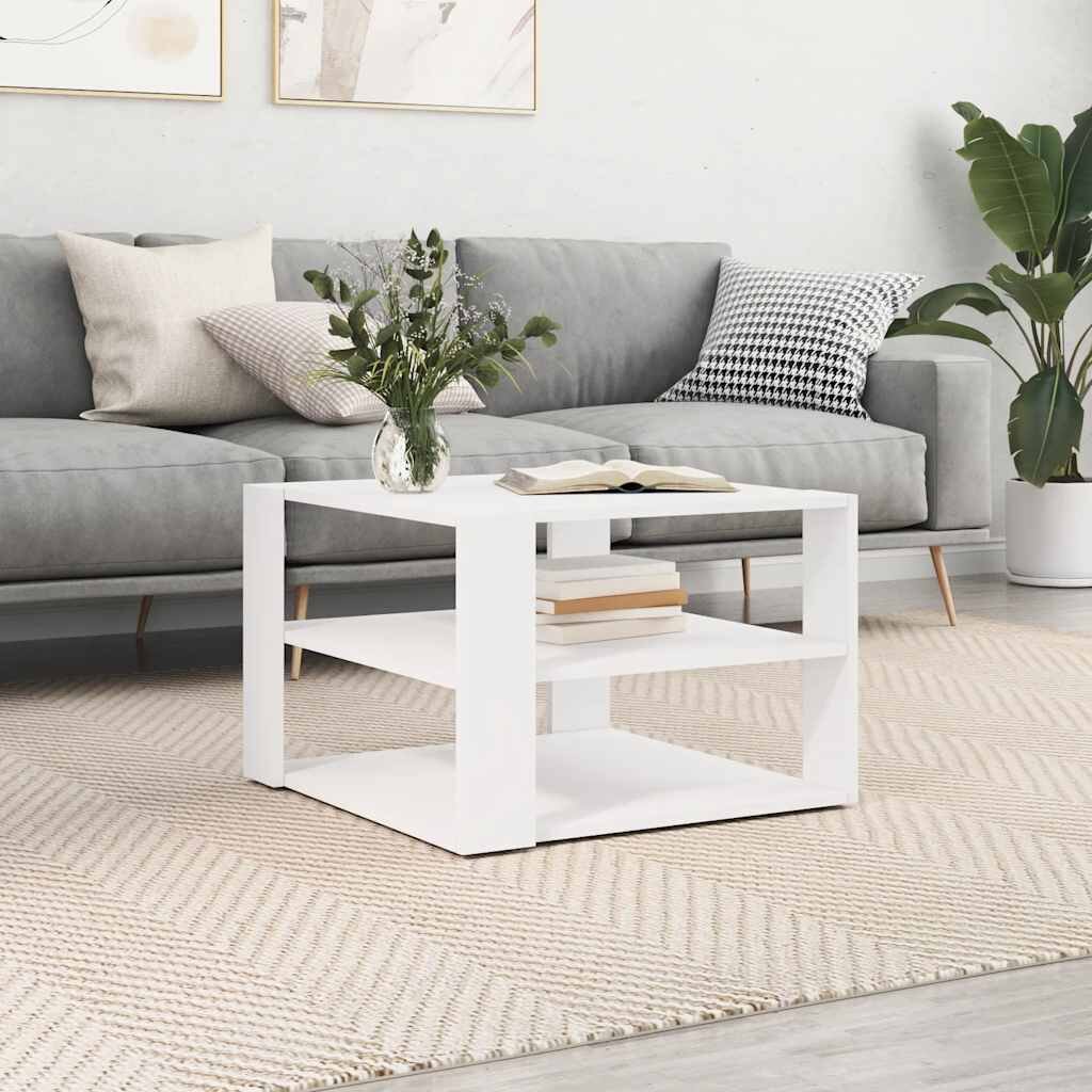vidaXL Кафе маса бяла 58x58x40 см инженерно дърво