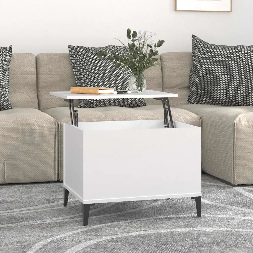 vidaXL Кафе маса бяла 60x445x45 см инженерно дърво
