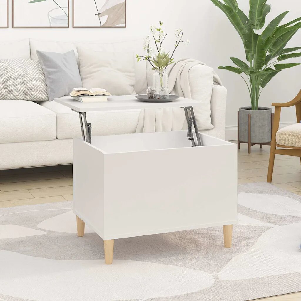 vidaXL Кафе маса бяла 60x445x45 см инженерно дърво