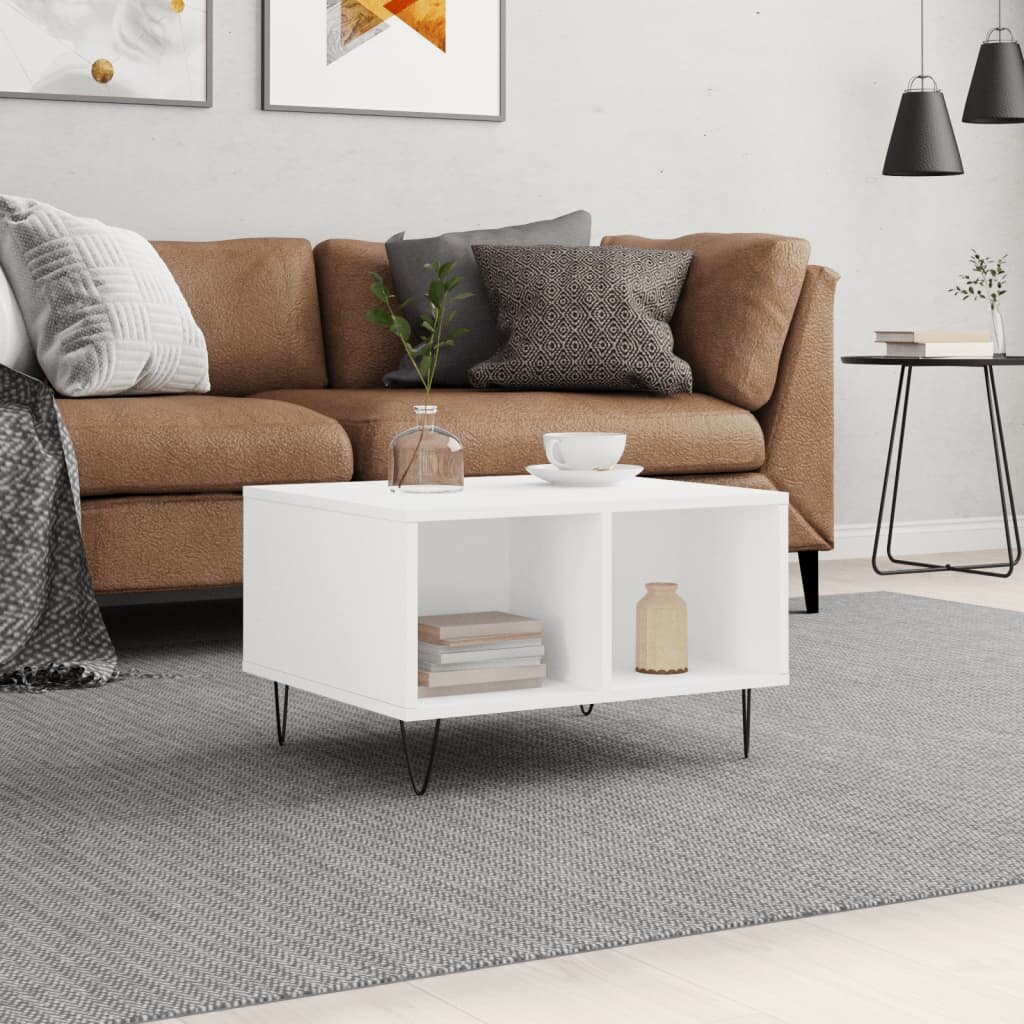 vidaXL Кафе маса бяла 60x50x365 см инженерно дърво