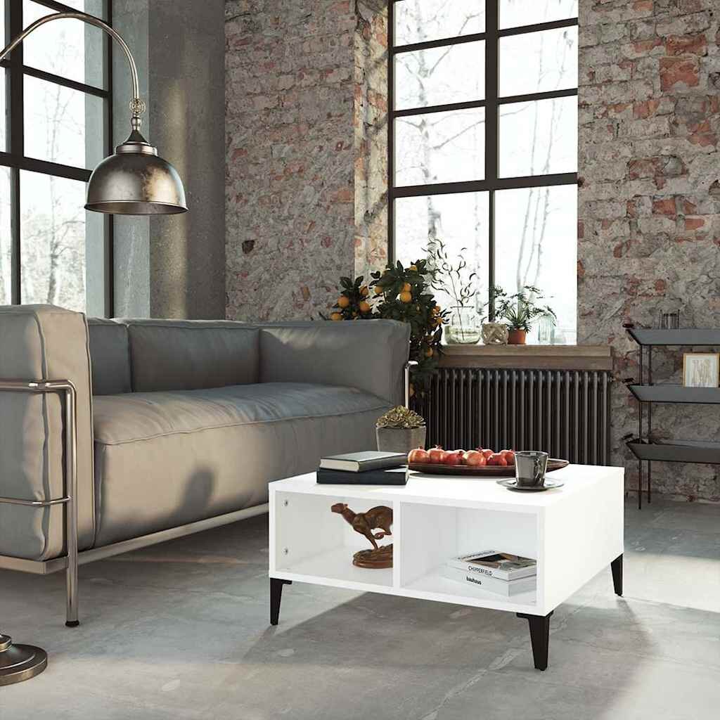 vidaXL Кафе маса бяла 60x60x30 см инженерно дърво
