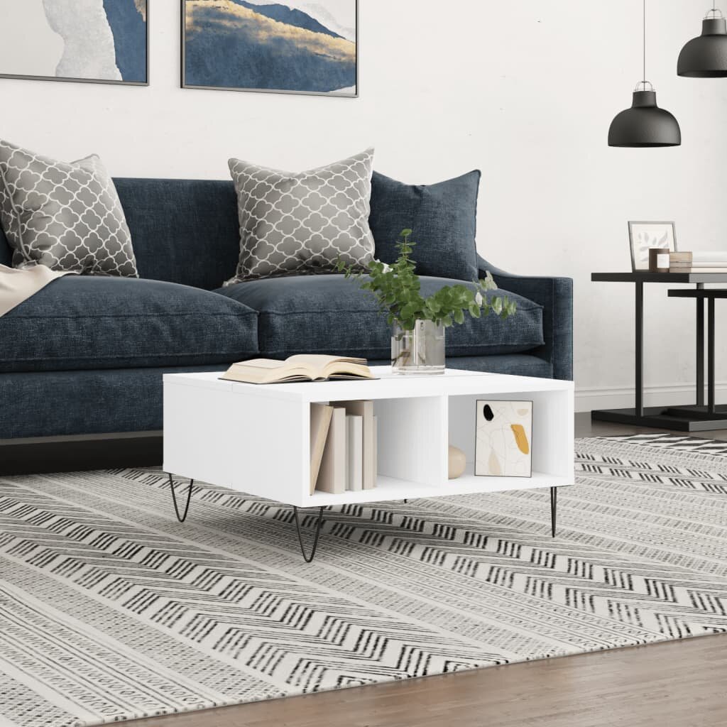 vidaXL Кафе маса бяла 60x60x30 см инженерно дърво
