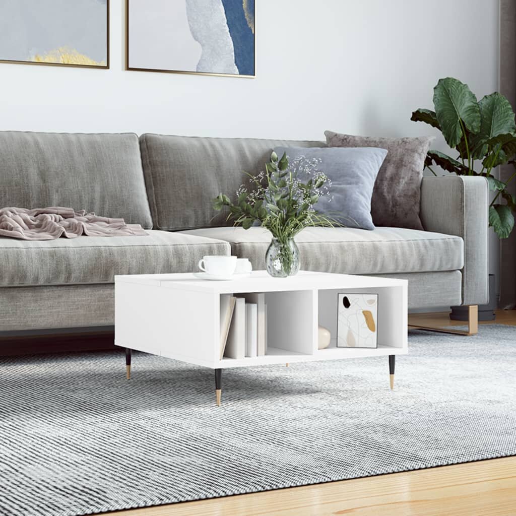 vidaXL Кафе маса бяла 60x60x30 см инженерно дърво