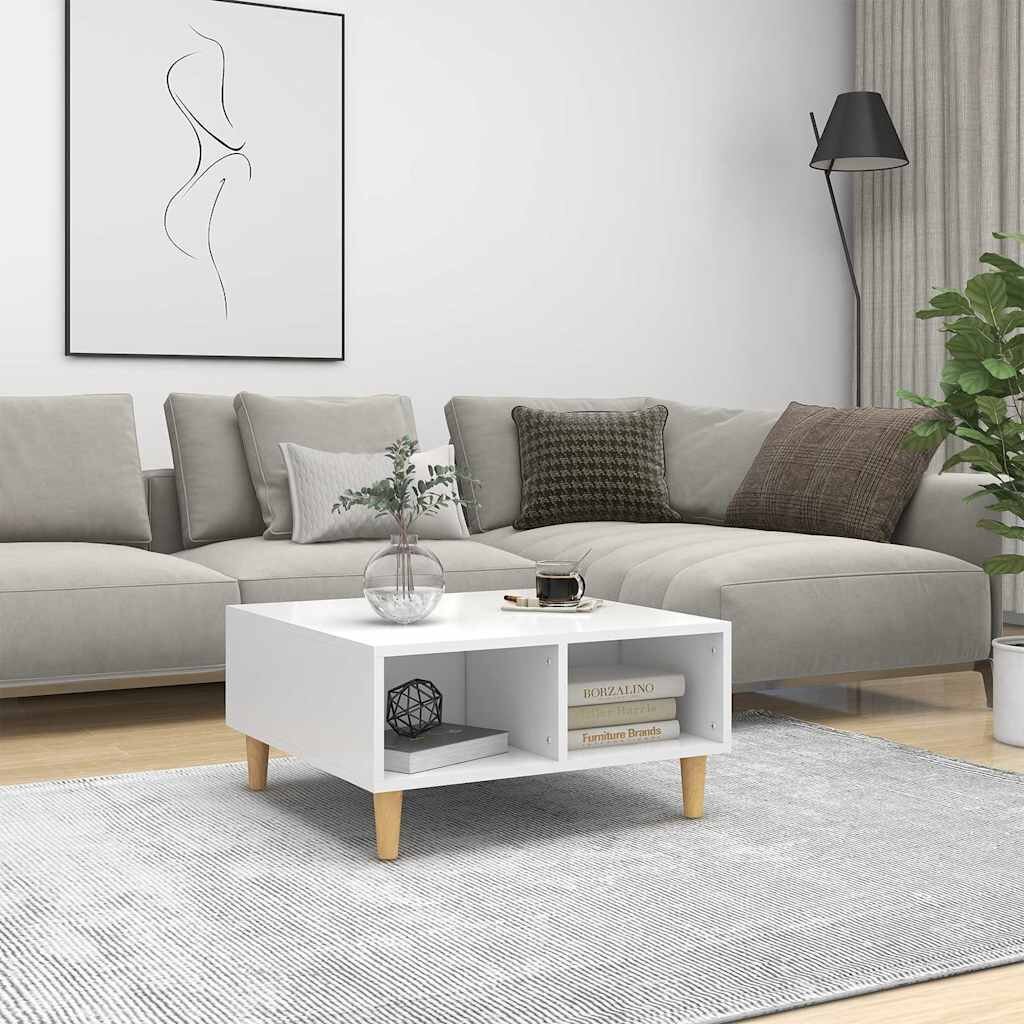 vidaXL Кафе маса бяла 60x60x30 см инженерно дърво