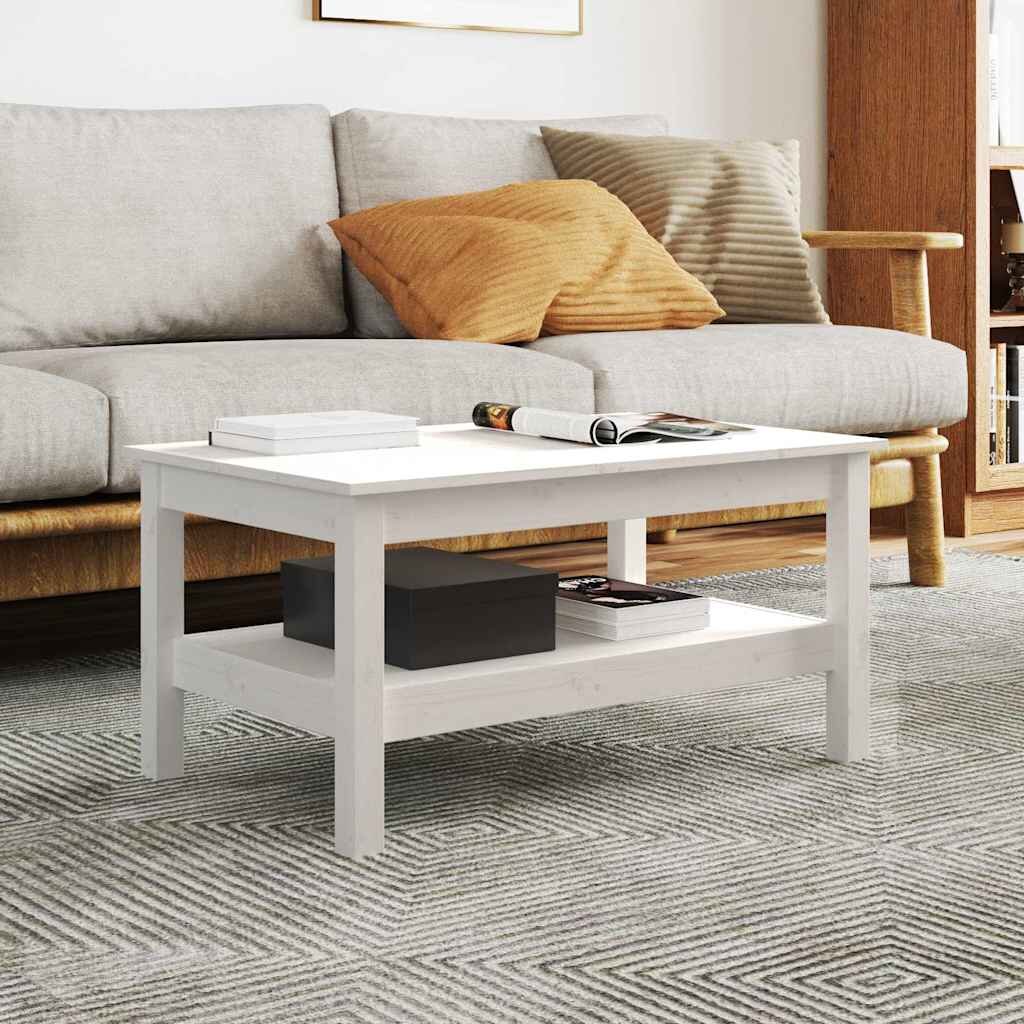 vidaXL Кафе маса бяла 80x50x40 см борово дърво масив