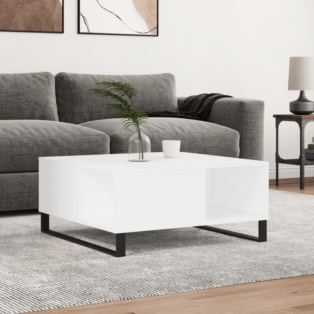 vidaXL Кафе маса бяла 80x80x365 см инженерно дърво