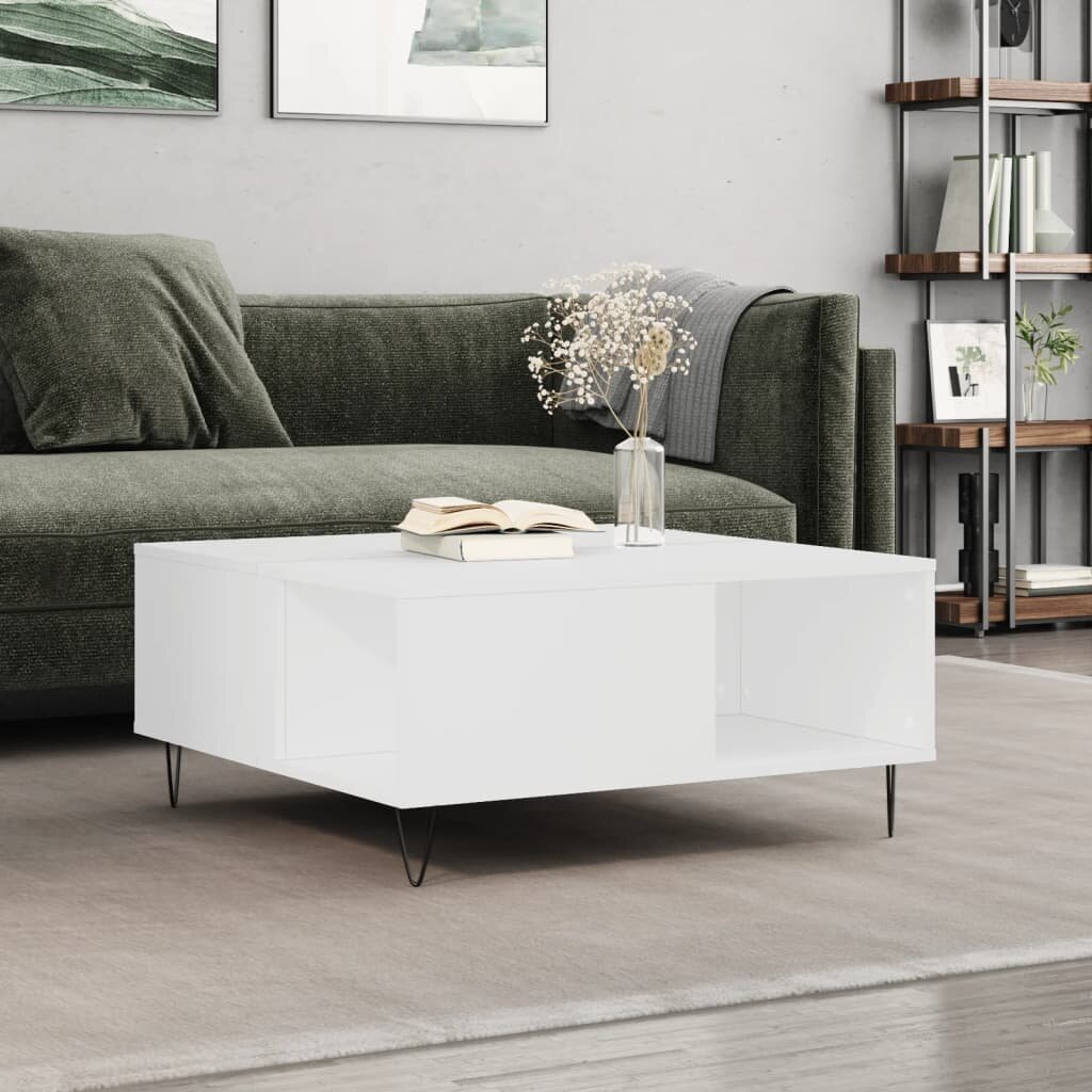 vidaXL Кафе маса бяла 80x80x365 см инженерно дърво