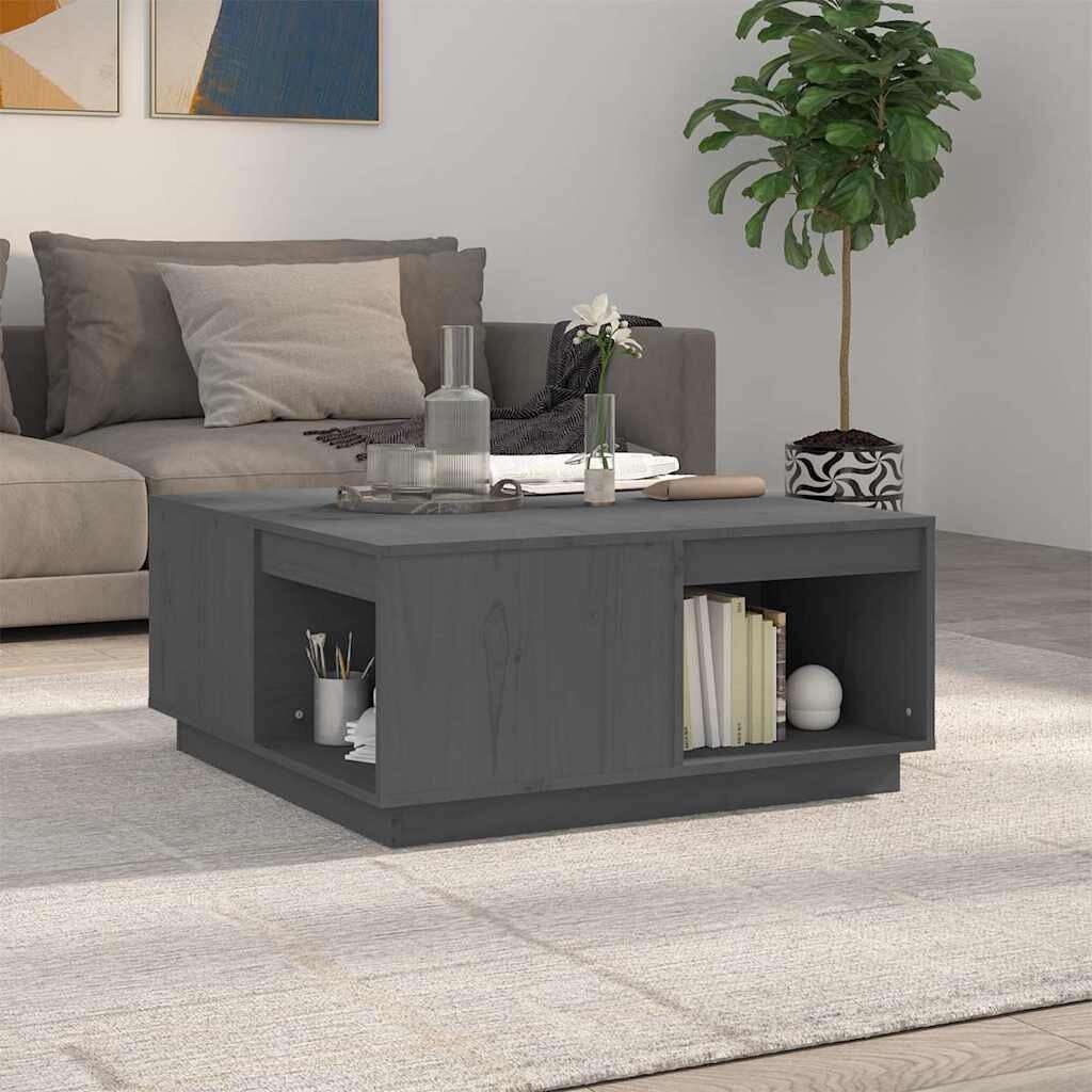 vidaXL Кафе маса бяла 80x81x365 см борово дърво масив
