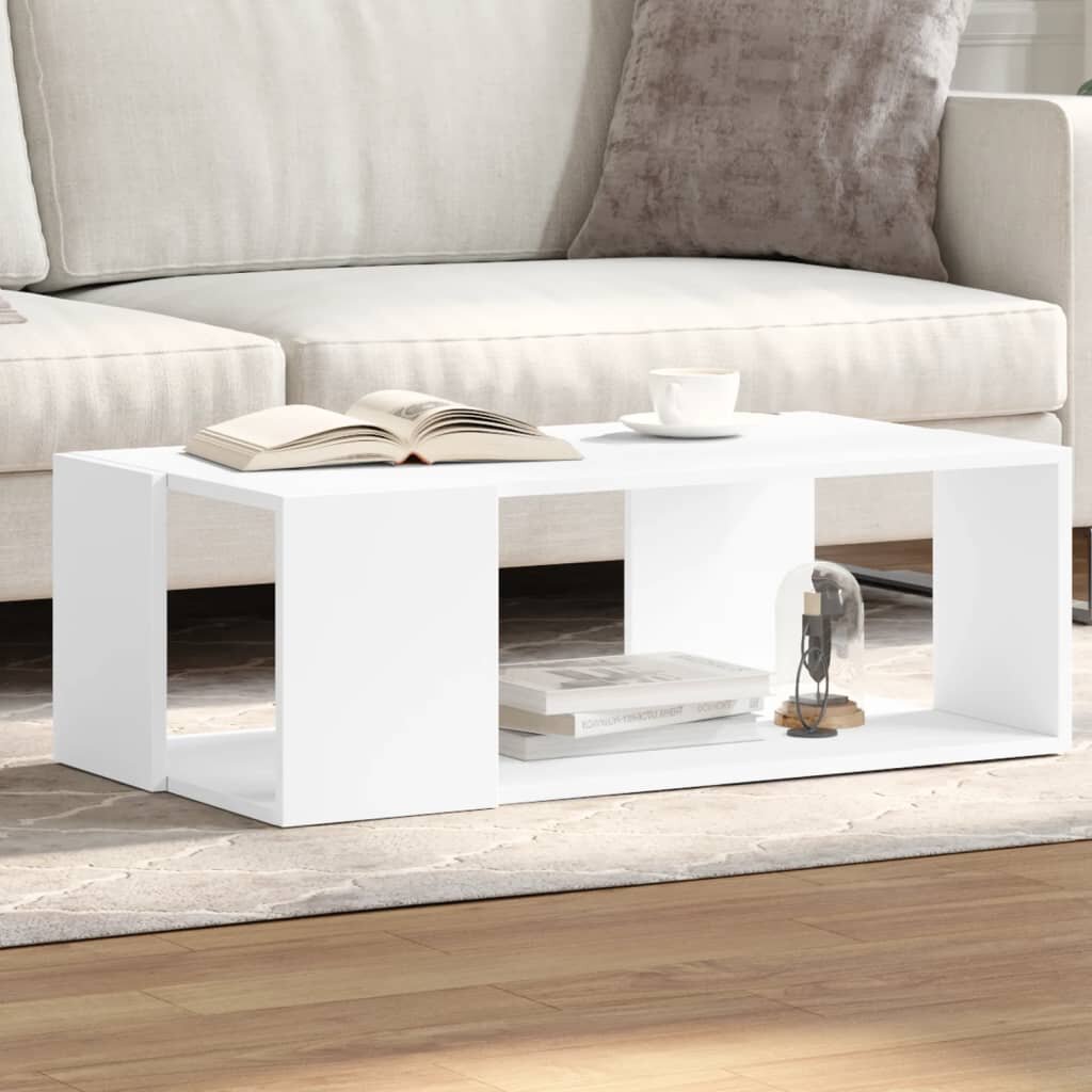 vidaXL Кафе маса бяла 895x48x30 см инженерно дърво
