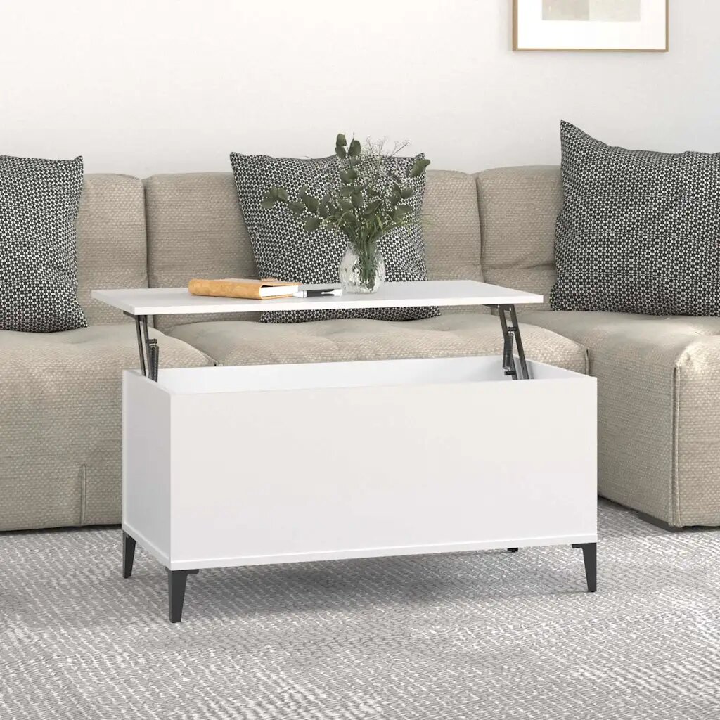 vidaXL Кафе маса бяла 90x445x45 см инженерно дърво