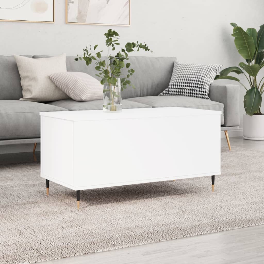 vidaXL Кафе маса бяла 90x445x45 см инженерно дърво