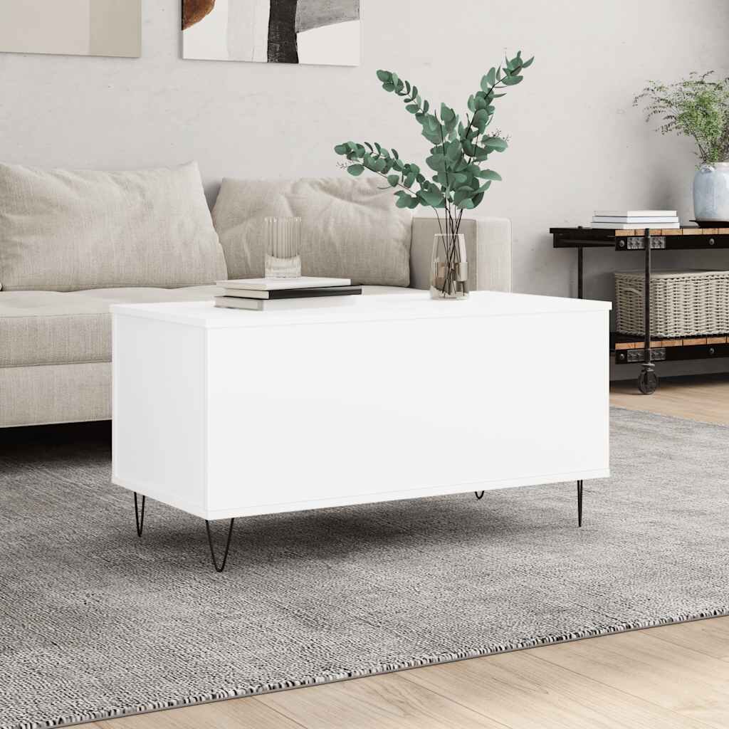 vidaXL Кафе маса бяла 90x445x45 см инженерно дърво