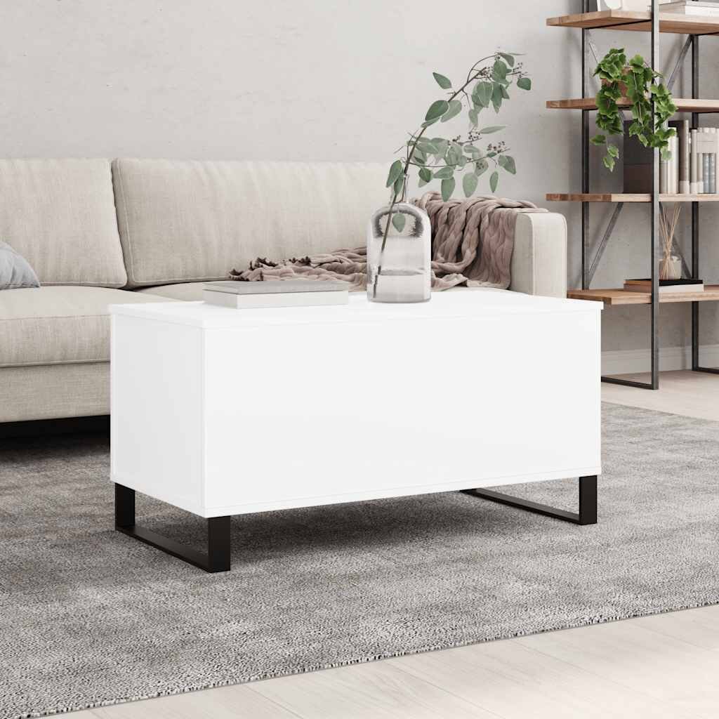 vidaXL Кафе маса бяла 90x445x45 см инженерно дърво