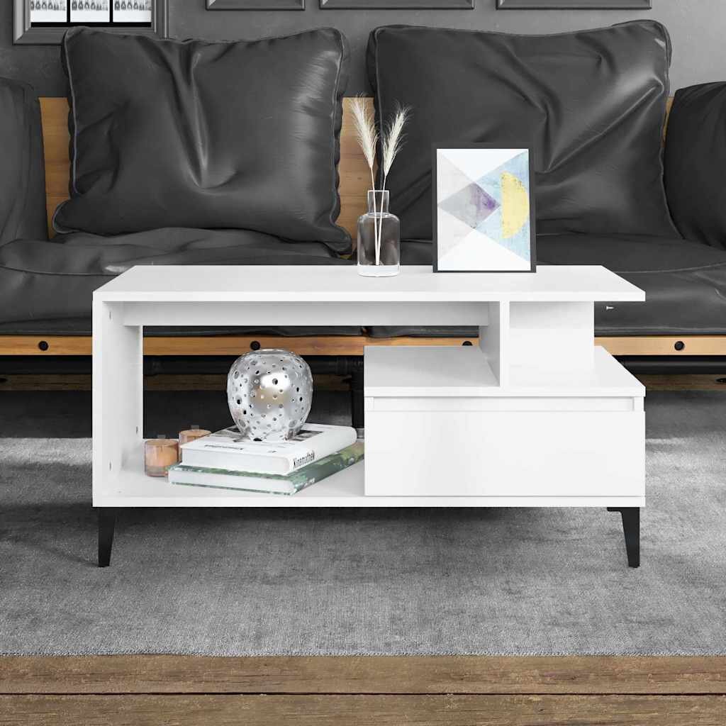 vidaXL Кафе маса бяла 90x49x45 см инженерно дърво