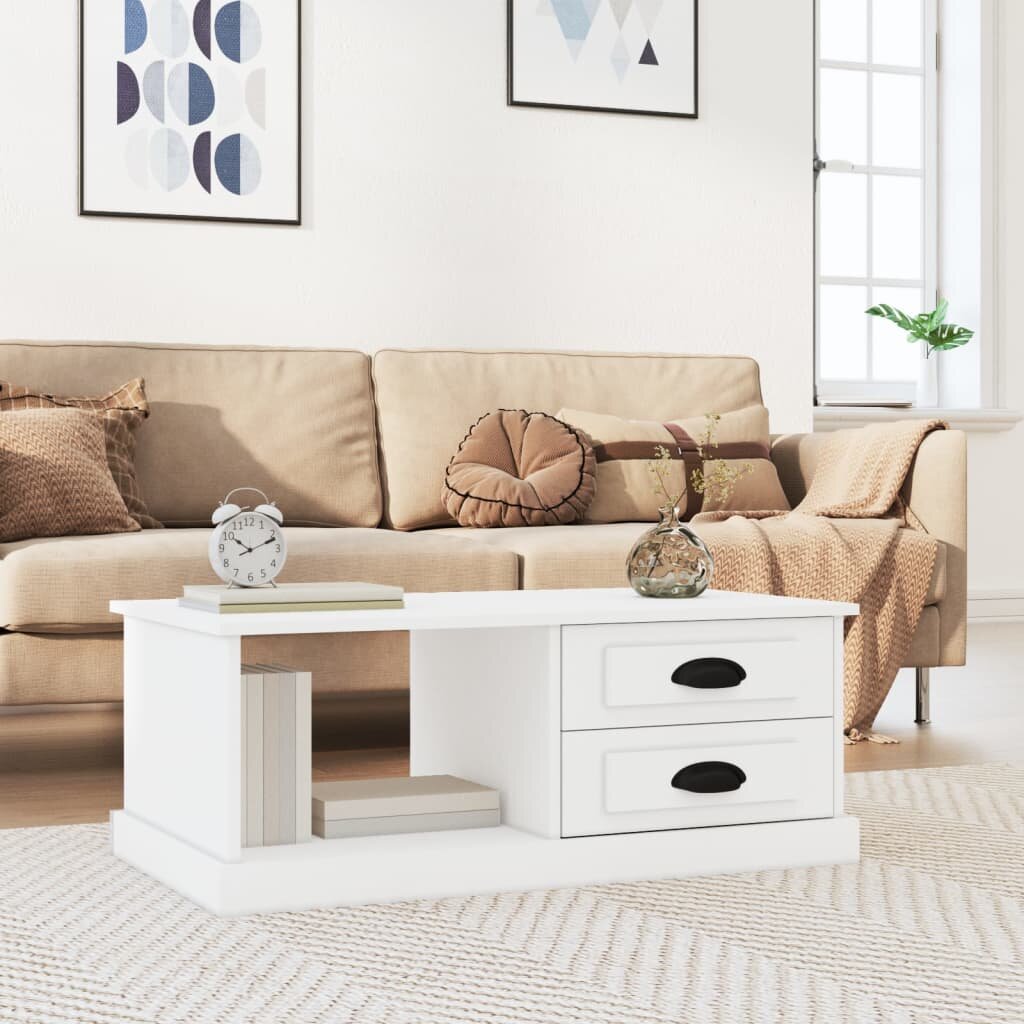 vidaXL Кафе маса бяла 90x50x35 см инженерно дърво