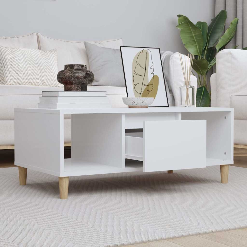 vidaXL Кафе маса бяла 90x50x365 см инженерно дърво