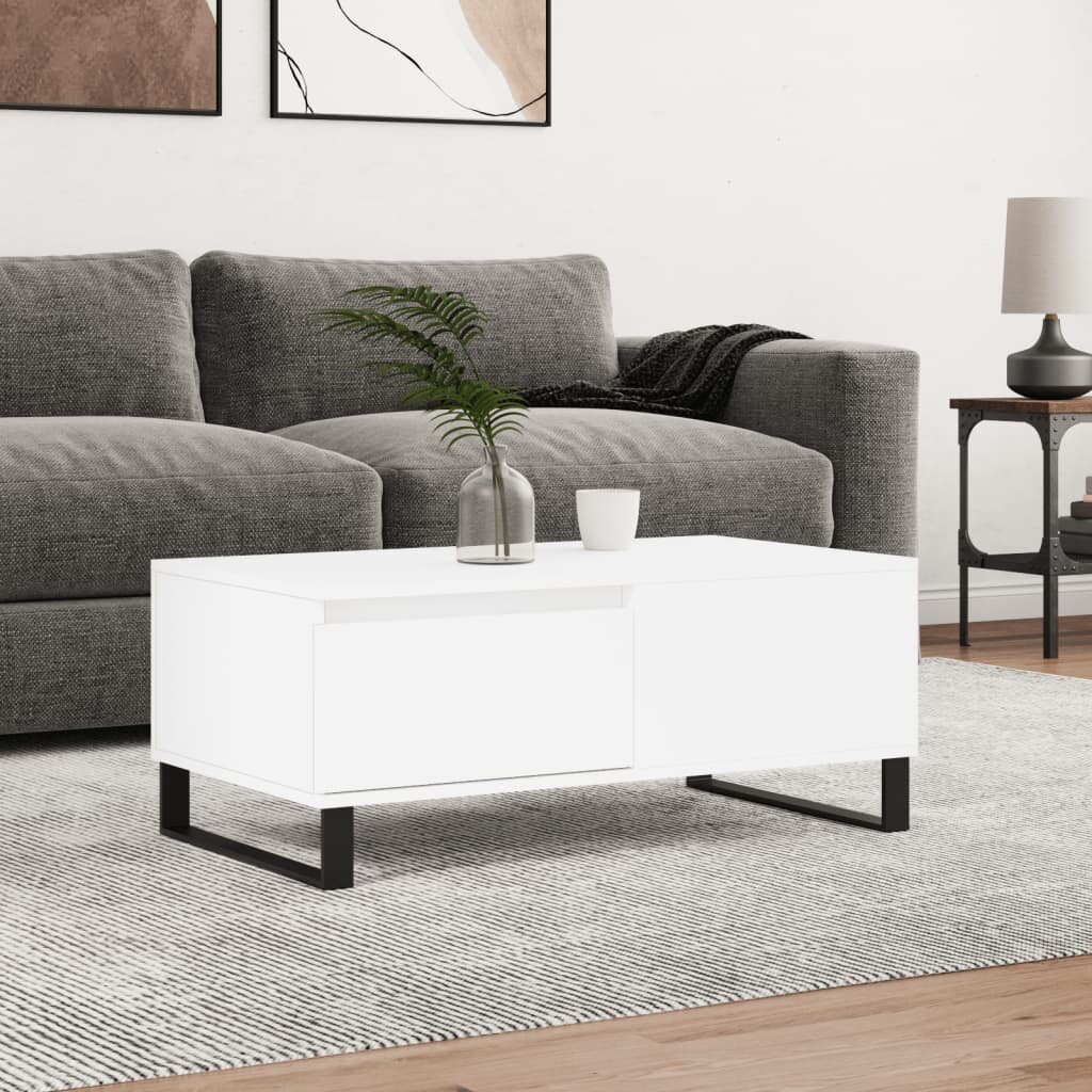 vidaXL Кафе маса бяла 90x50x365 см инженерно дърво