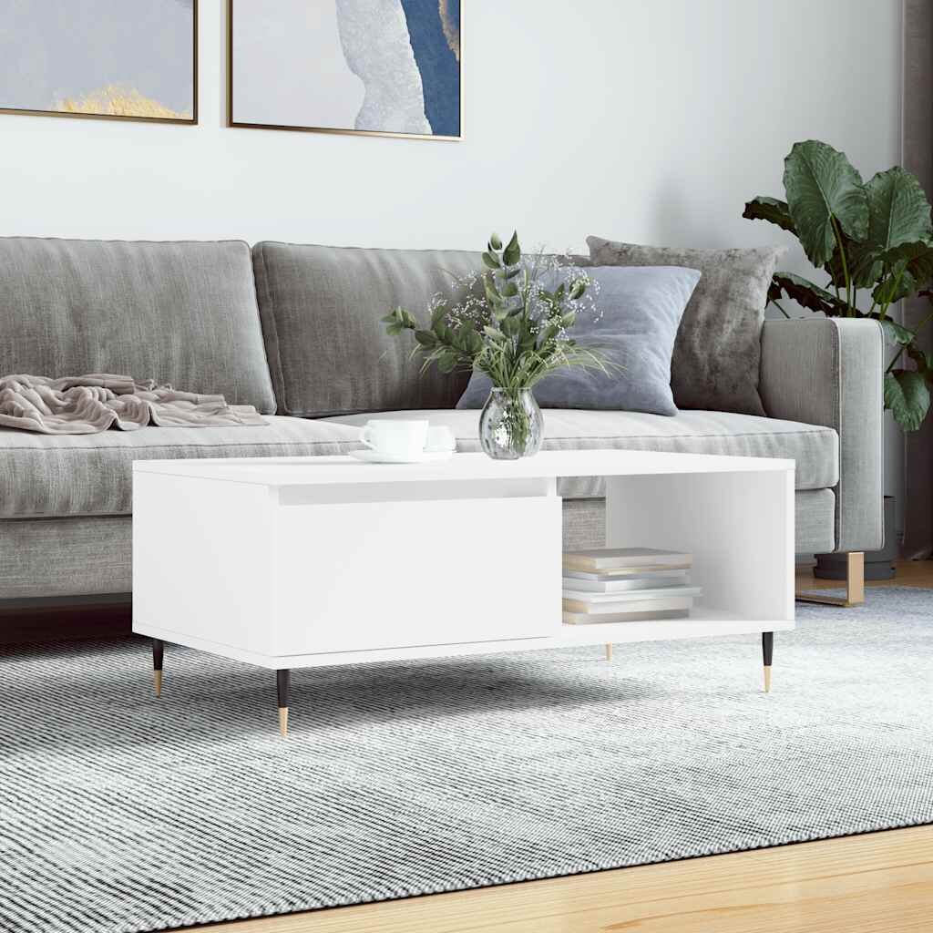 vidaXL Кафе маса бяла 90x50x365 см инженерно дърво