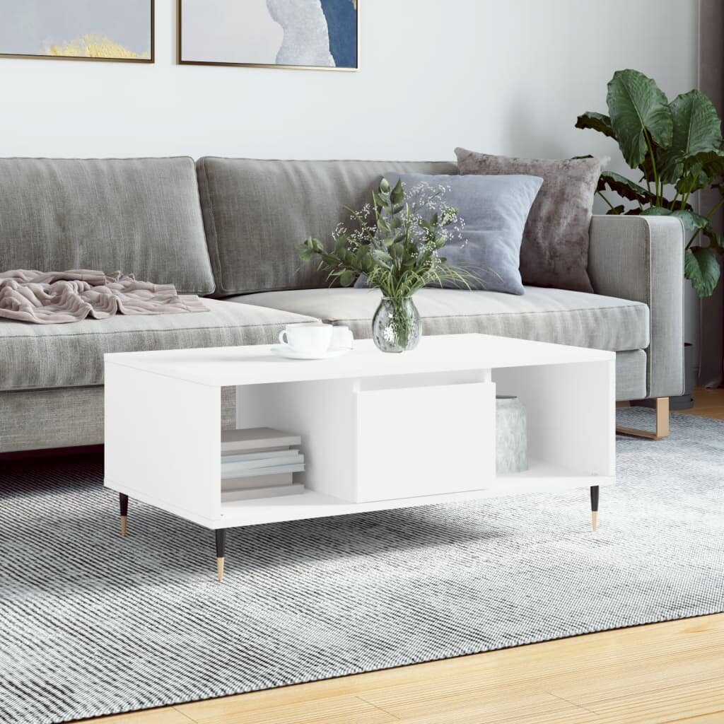 vidaXL Кафе маса бяла 90x50x365 см инженерно дърво