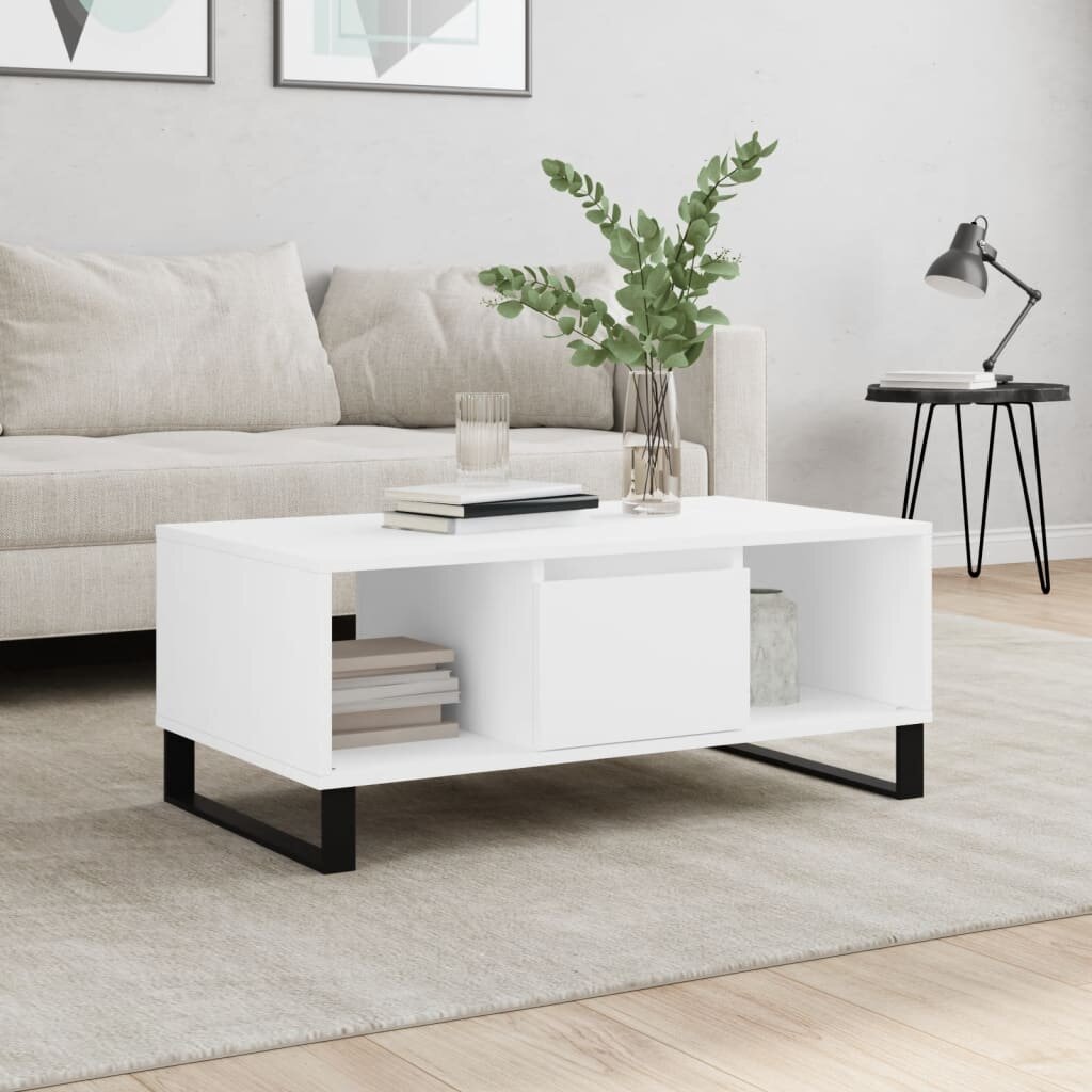 vidaXL Кафе маса бяла 90x50x365 см инженерно дърво