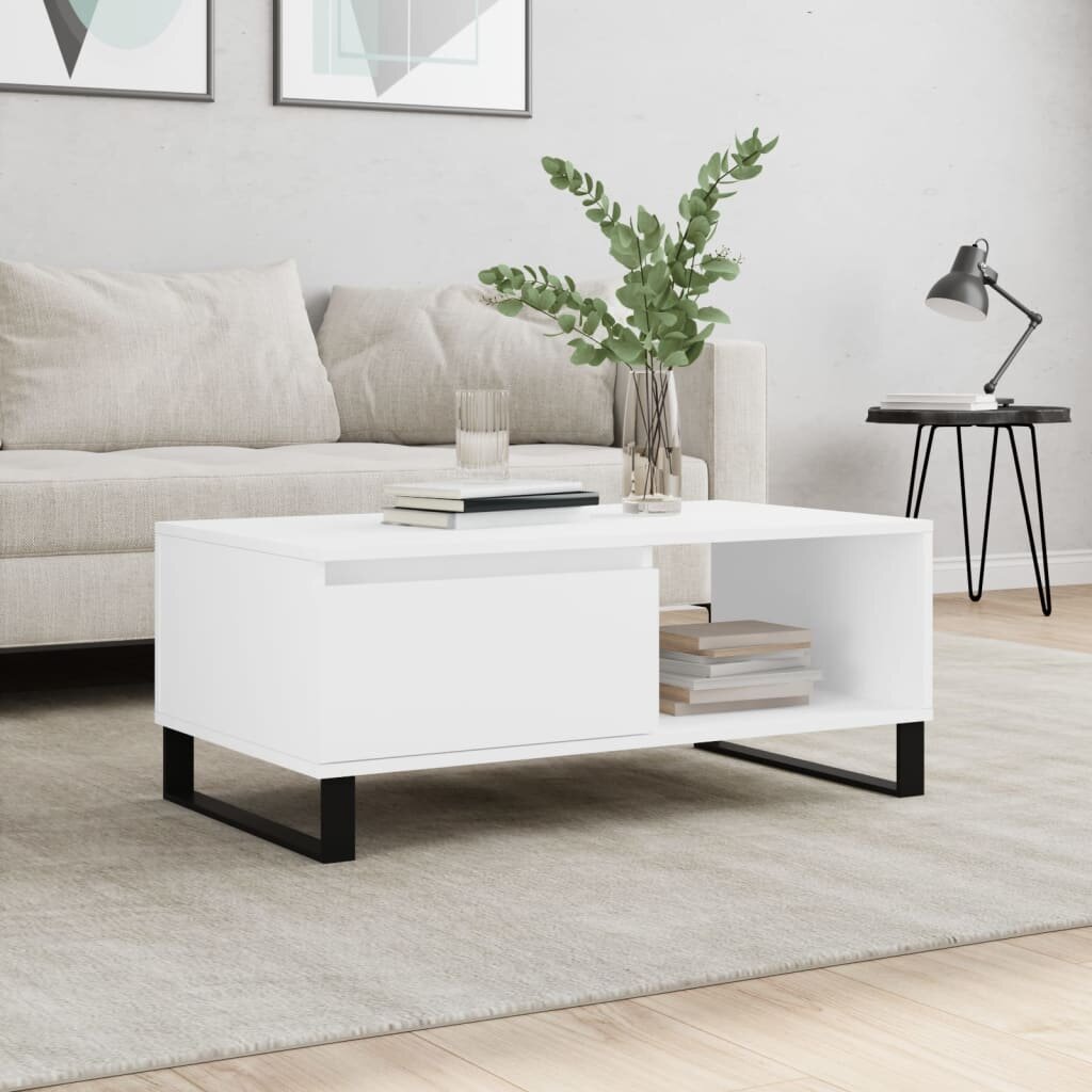vidaXL Кафе маса бяла 90x50x365 см инженерно дърво