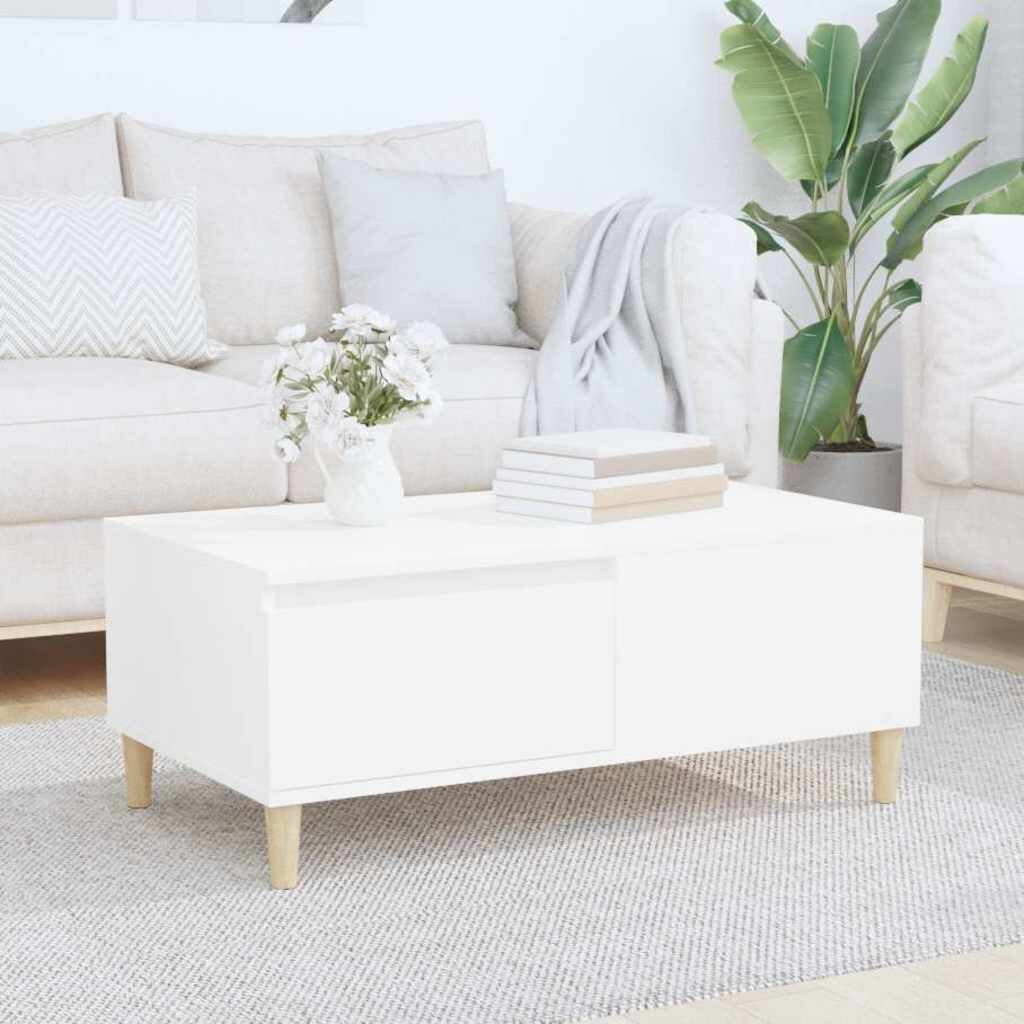 vidaXL Кафе маса бяла 90x50x365 см инженерно дърво