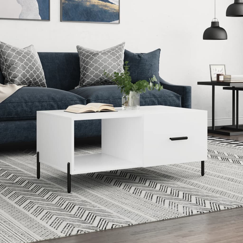 vidaXL Кафе маса бяла 90x50x40 см инженерно дърво