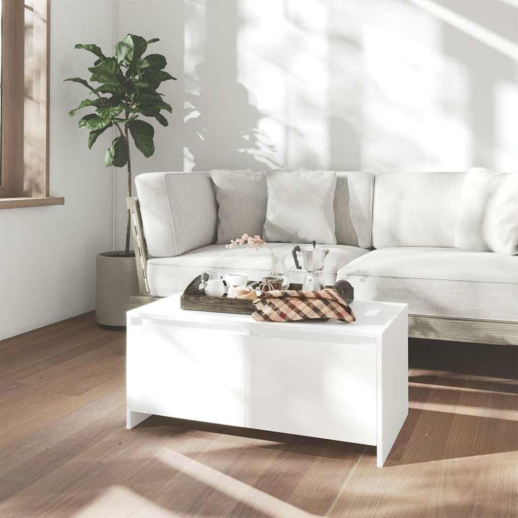 vidaXL Кафе маса бяла 90x50x415 см инженерно дърво