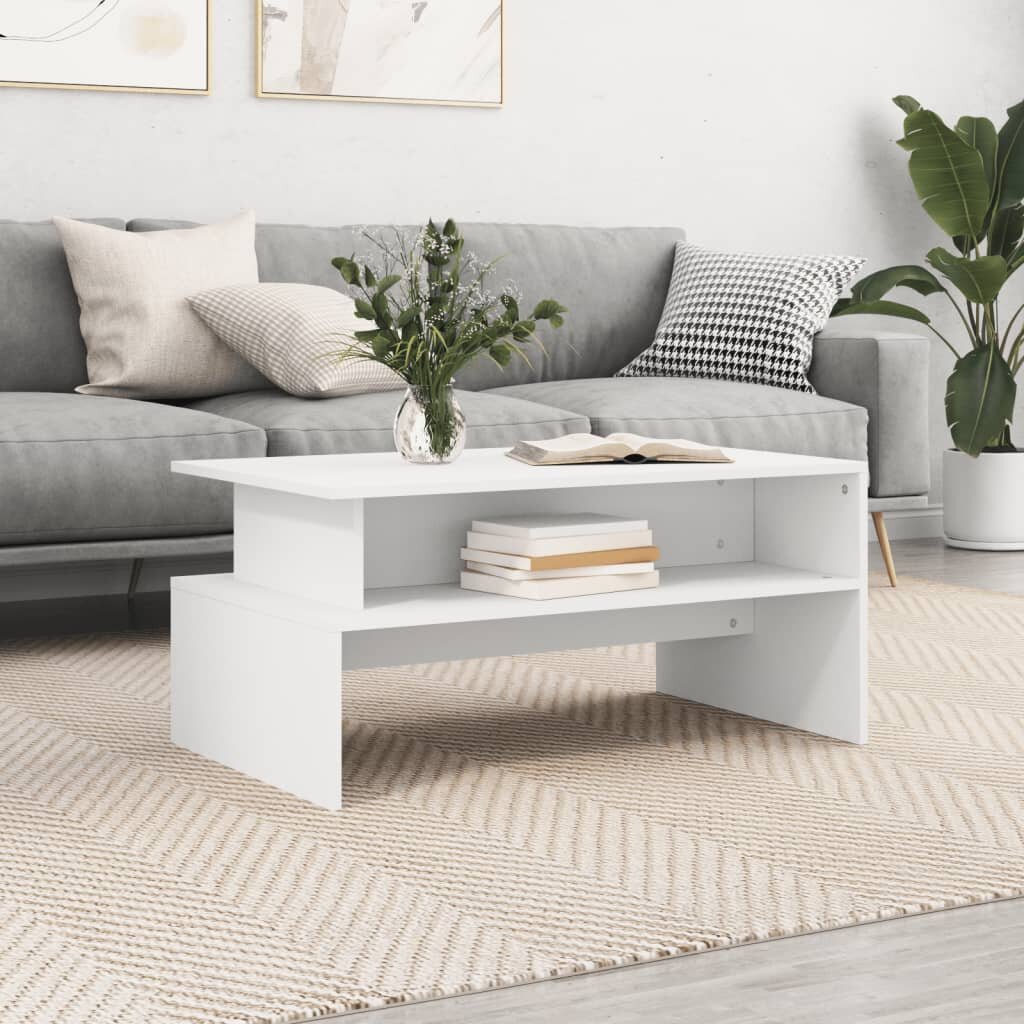 vidaXL Кафе маса бяла 90x55x425 см инженерно дърво