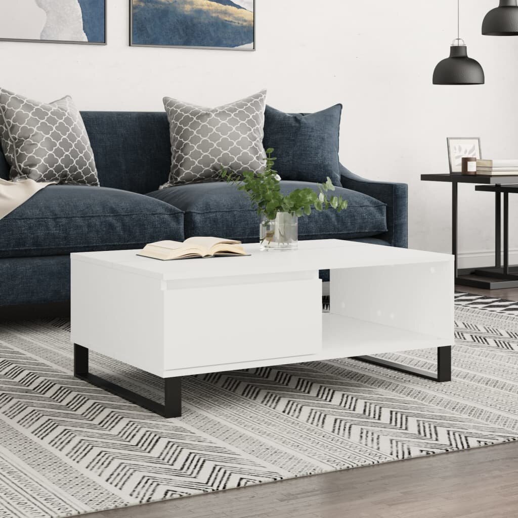vidaXL Кафе маса бяла 90x60x35 см инженерно дърво