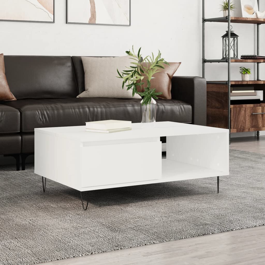 vidaXL Кафе маса бяла 90x60x35 см инженерно дърво