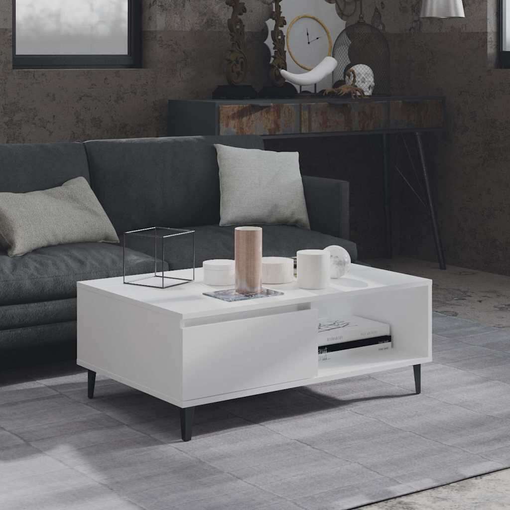 vidaXL Кафе маса бяла 90x60x35 см инженерно дърво